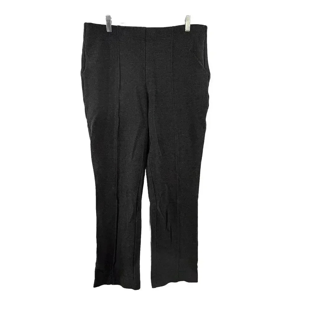 Chico's Dress Pants Womens Sz‎ 1.5 (10) Pull On Dark Gray Elastic Waist Stretchy